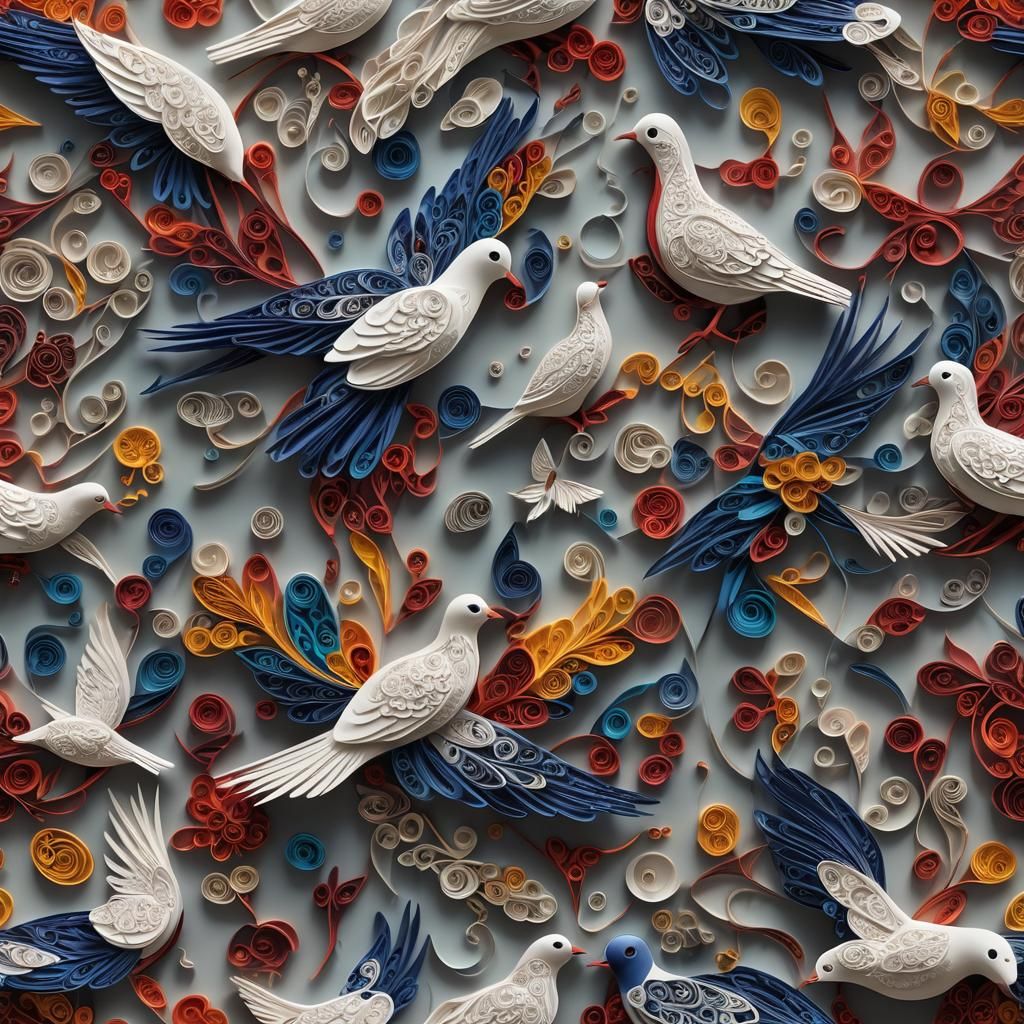 Detailed Quilled Dove: Fantasy Concept Art