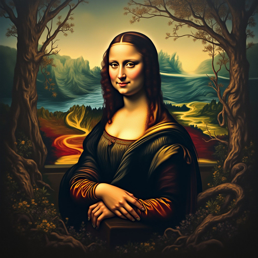 Mona Lisa in Night Watch Style Digital Painting
