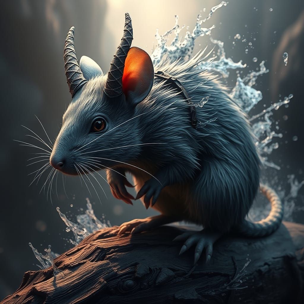 Intricate Half Thorn, Half Grey Mouse Concept Art