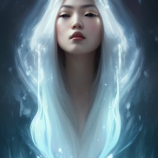 Beautiful Asian Ice Princess Portrait in 8K