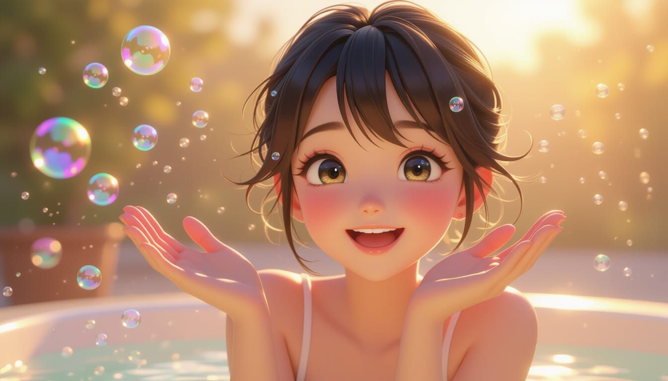 Radiant Anime Girl in Morning Sunlight