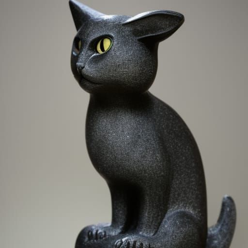 Elegant Black Cat Statue in Natural Lighting