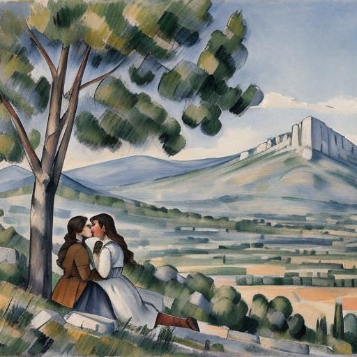 The Kiss: A Cézanne-Inspired Embrace