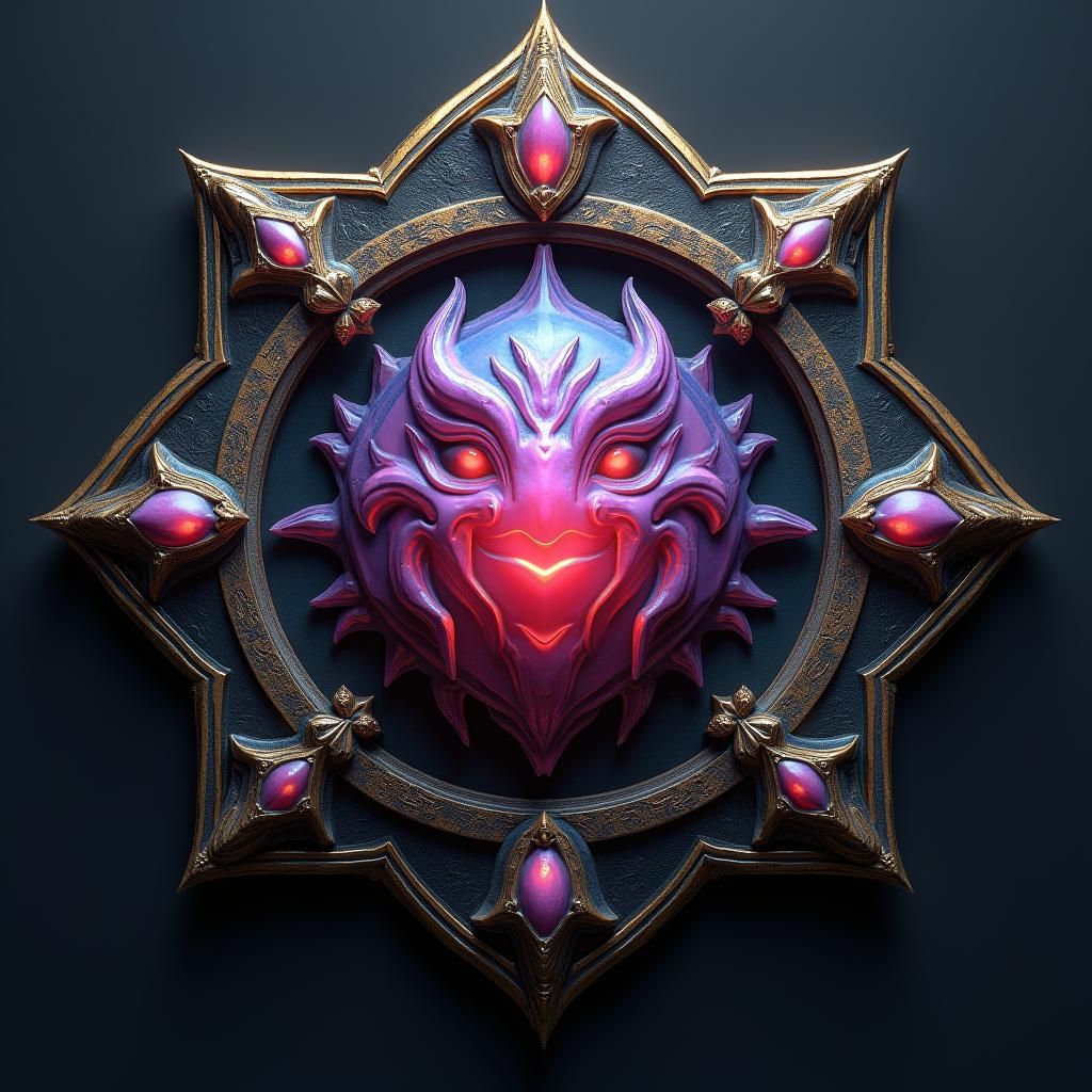 Ornate Crest with Magical Fantasy Emblem in 8k