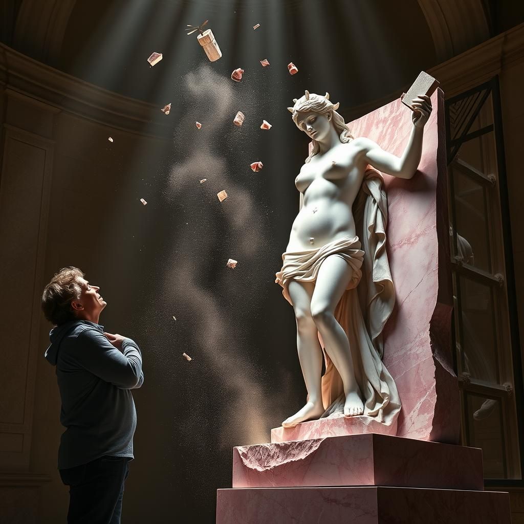 Magical Chisel Creates Venus Statue in Pink Marble