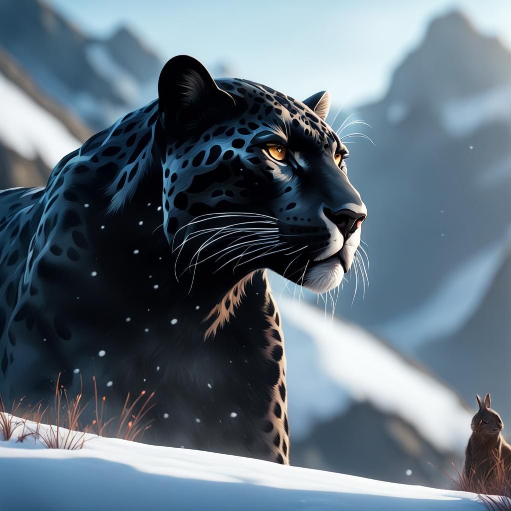 ANIMALS IN WINTER SERIES: Black Jaguar