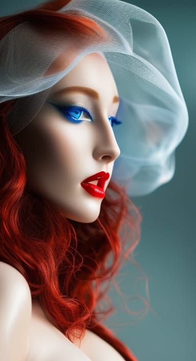 Redhead Girl in Golden Light: Hyperrealistic Portrait