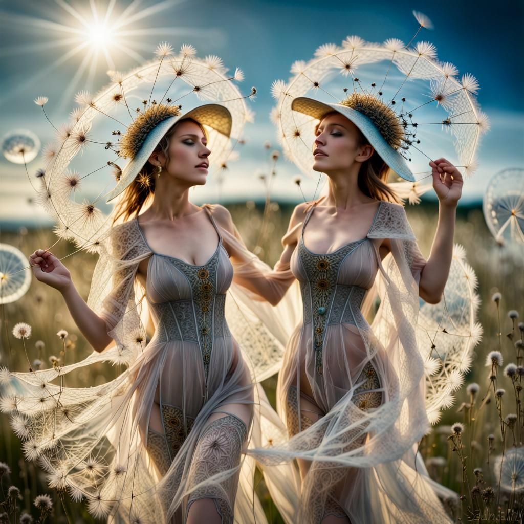 Ethereal Nymphs Dancing with Fractal Kites