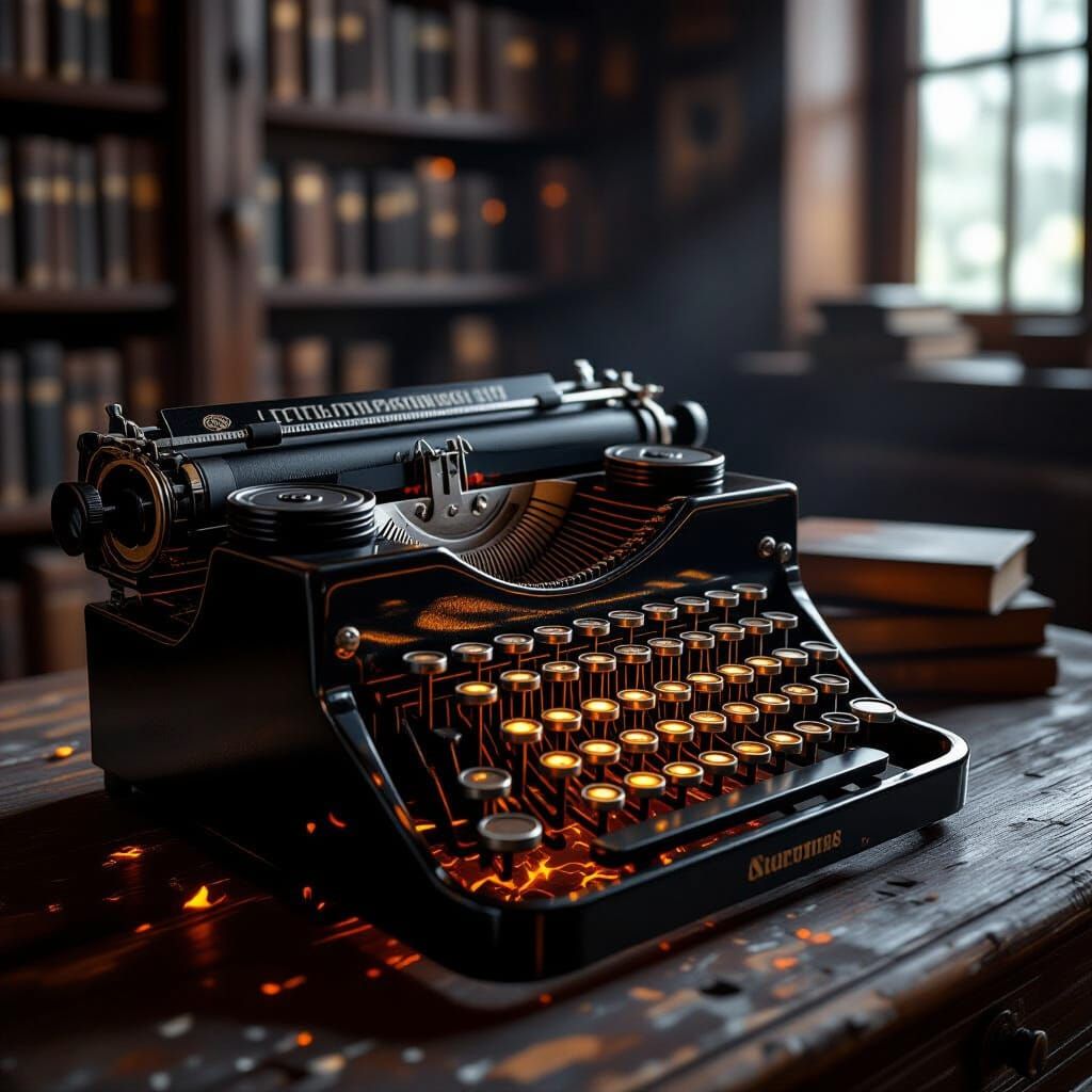 Vintage Typewriter with Ember Keys in Moody Library