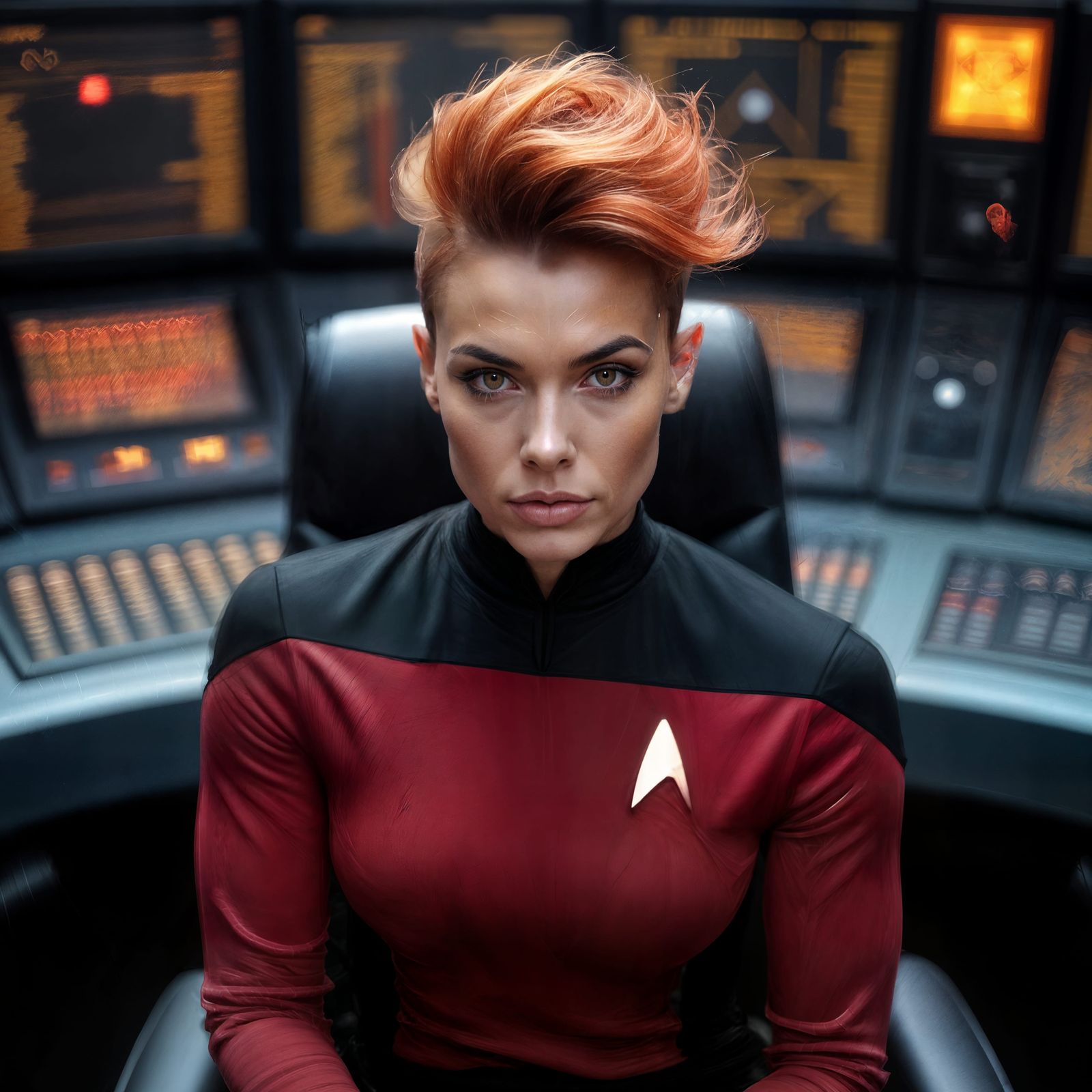 Muscular Redhead at Star Trek Console