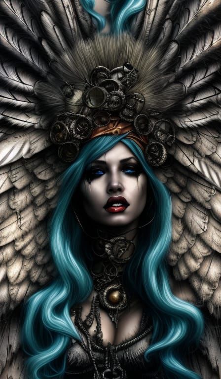 Feather Goddess Pinup in Post-Apocalyptic Noir