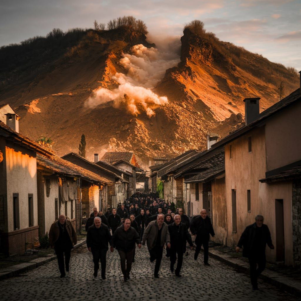 Landslide Engulfs Village: A Scene of Panic