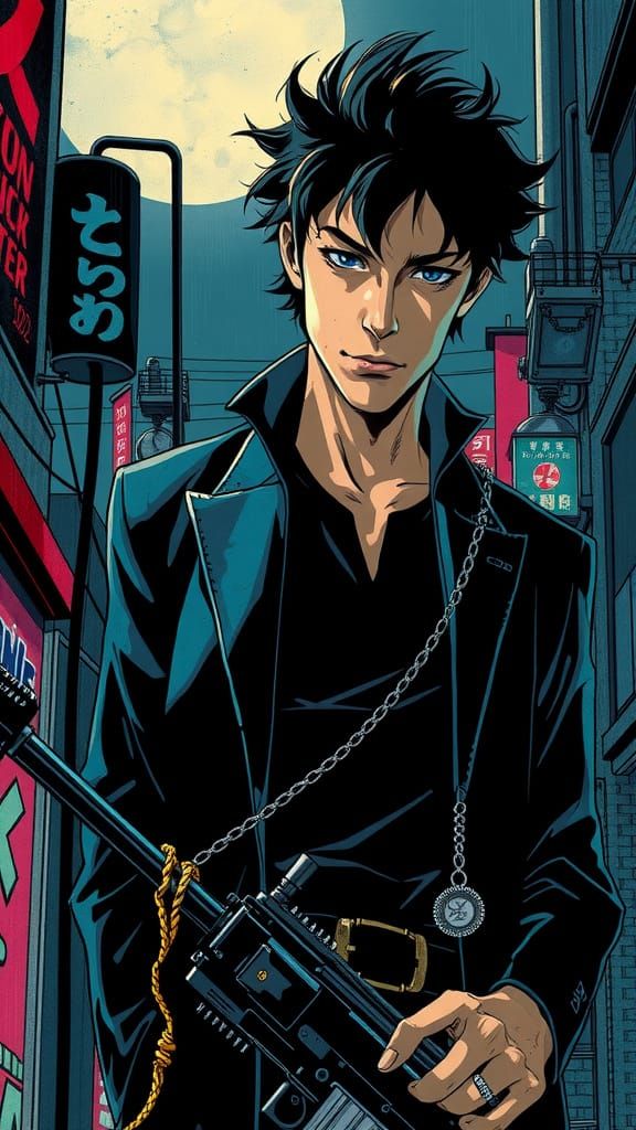 Spike in Noir Anime Style