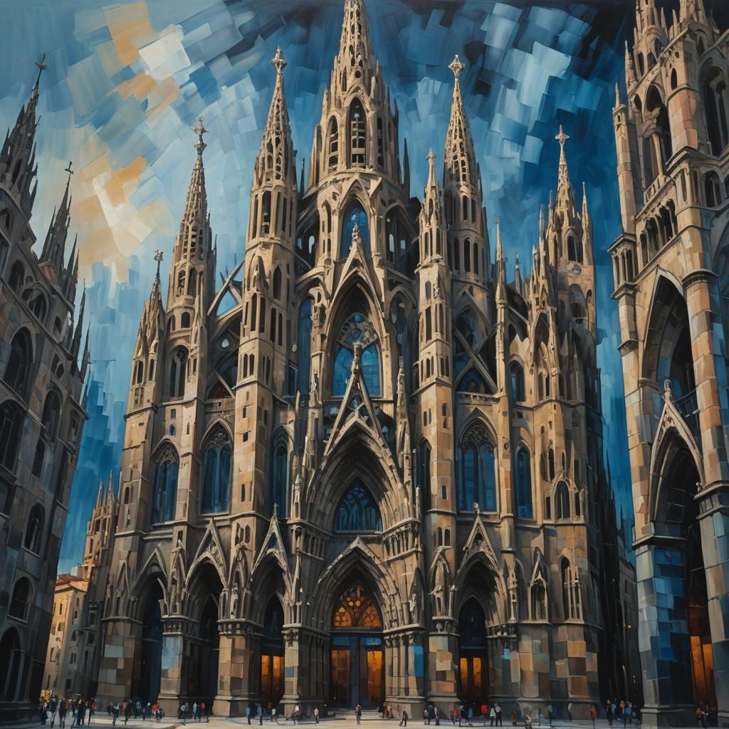 Sagrada Família in Expressionist Oil Painting Style