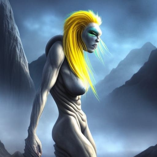 Warrior Woman on Alien Planet in Detailed Matte Painting