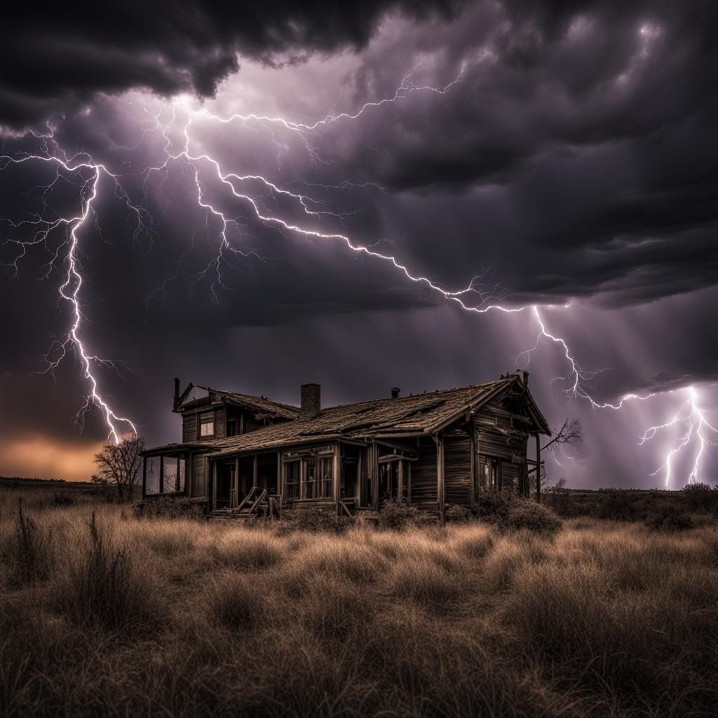 Abstract Lightning Sky in Hyperrealistic Style