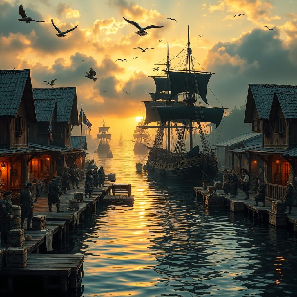 Pirate Haven in Golden Sunset