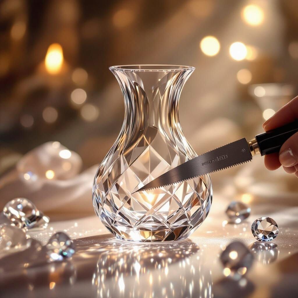 Cutting a Crystal Vase: ASMR in Op Art Style