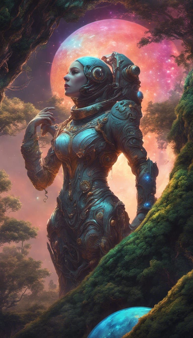 Astronaut Goddess in Dark Fantasy Style