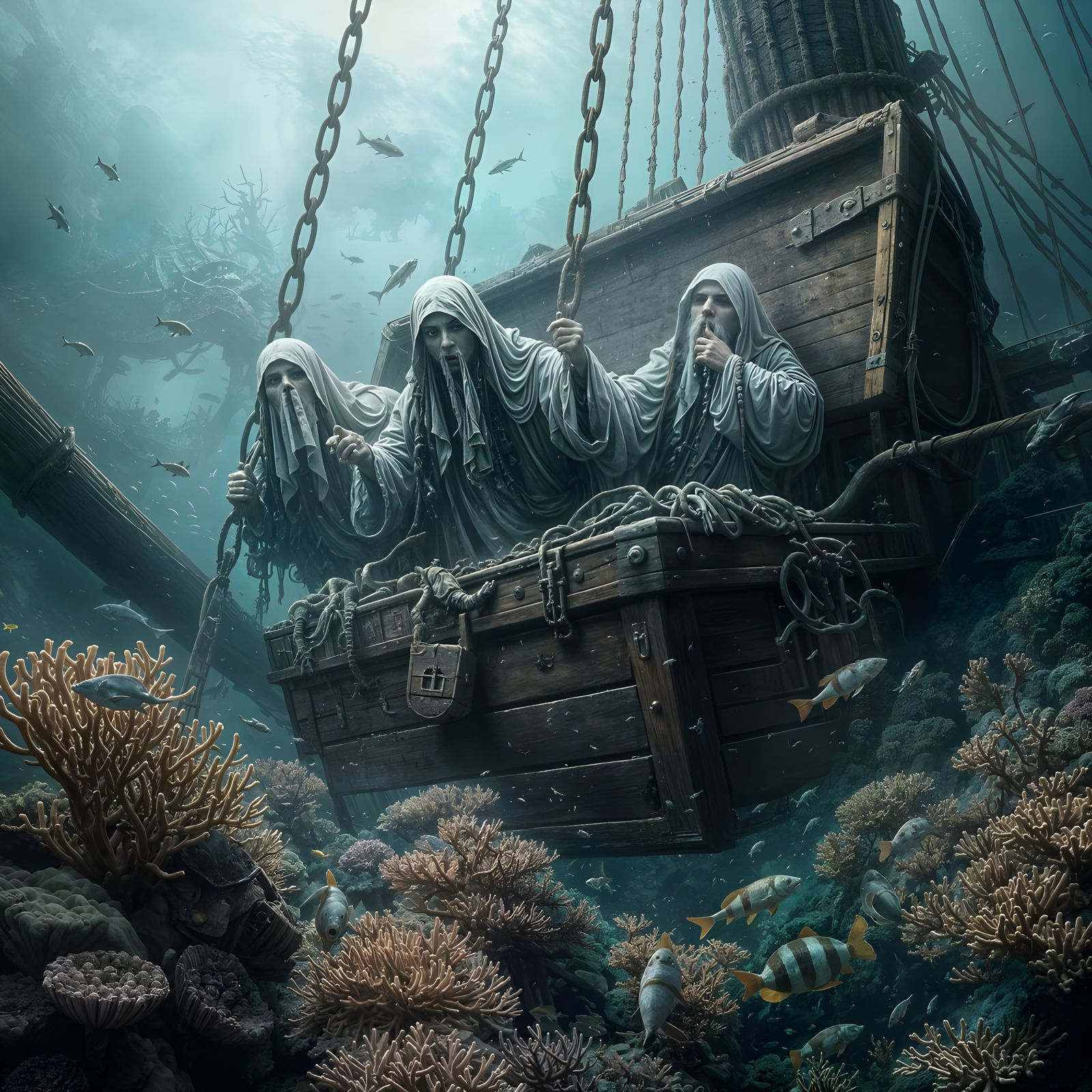 Pirate Ghosts Rise from Sunken Treasure in Ethereal Underwat...