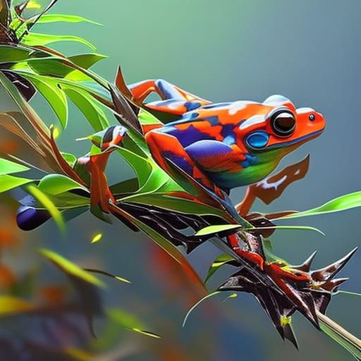 Hyperrealistic Frogs in Splash Art Style