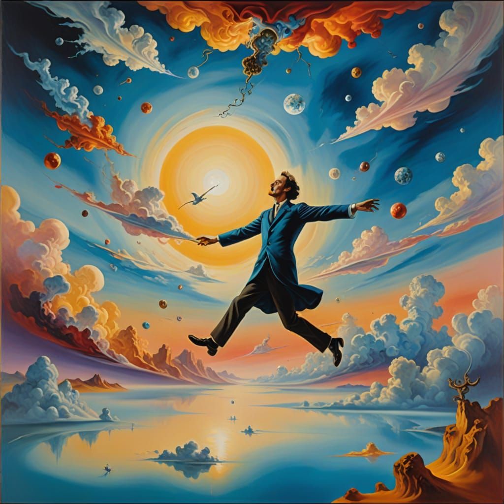 Ethereal Surrealist Scene in Vibrant Oil Painting
