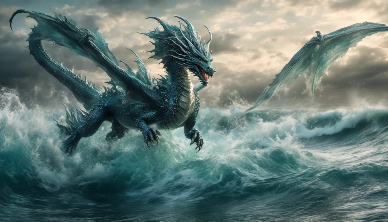 Mythical Water Dragon Rising: A Hyperrealistic Fantasy