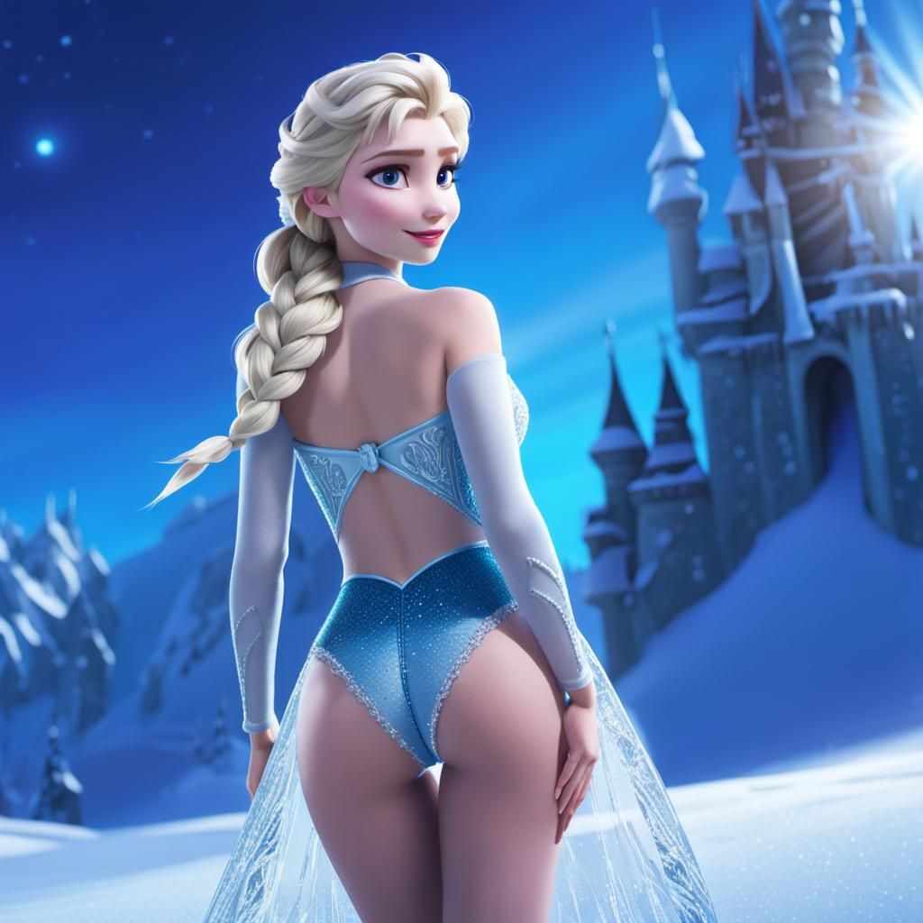 Fantasy Ice Landscape with Backlit Figure