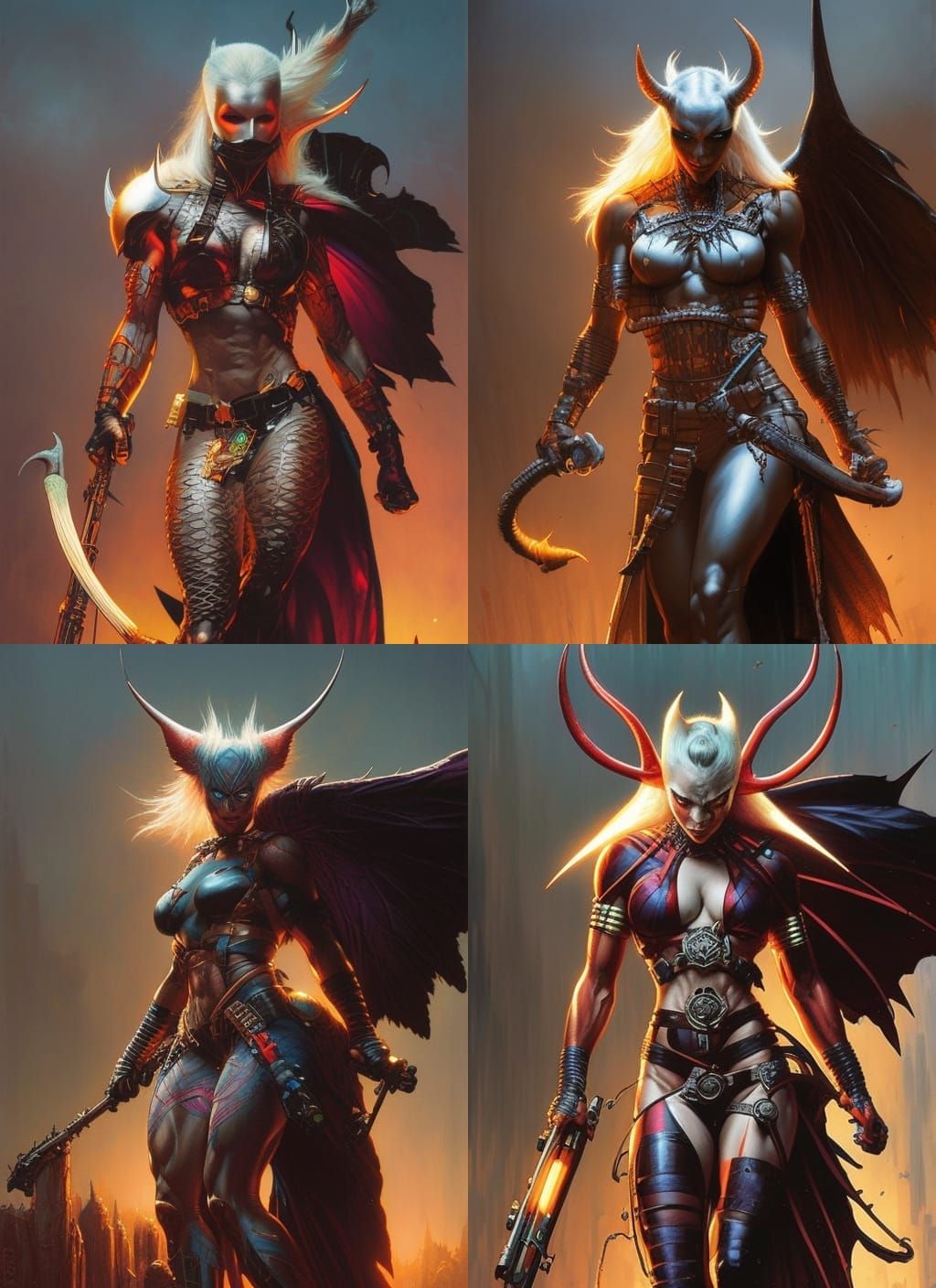 Muscular Demon Woman as Crayon Caricature