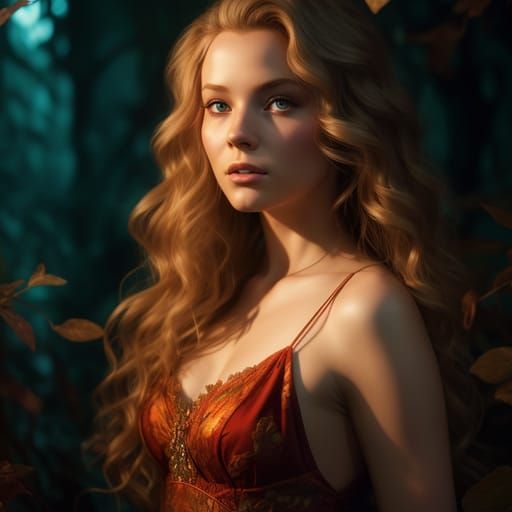 Blonde Woman Portrait, Digital Art