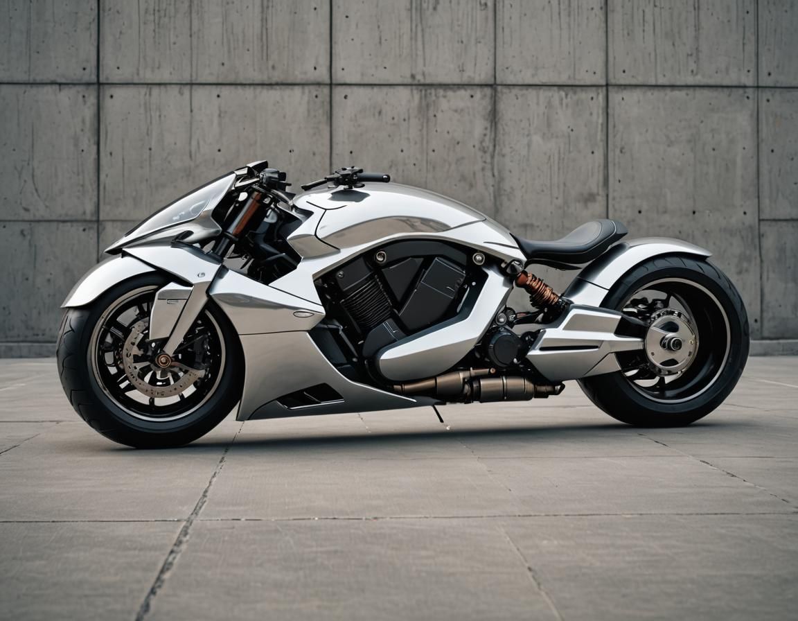 Futuristic Motorcycle with Sleek Aerodynamic Design