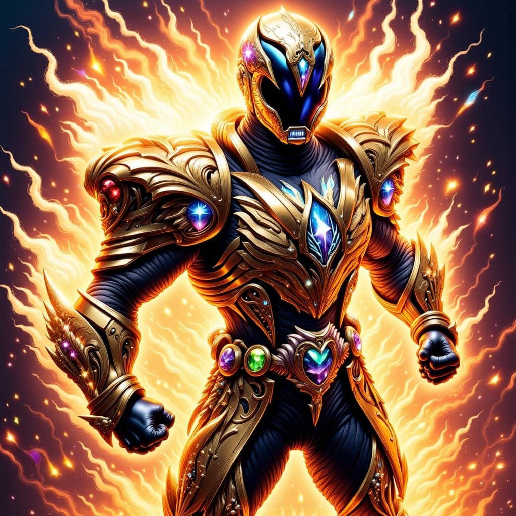 AuDHD Power Ranger in Unique Armor, Comic Book Style