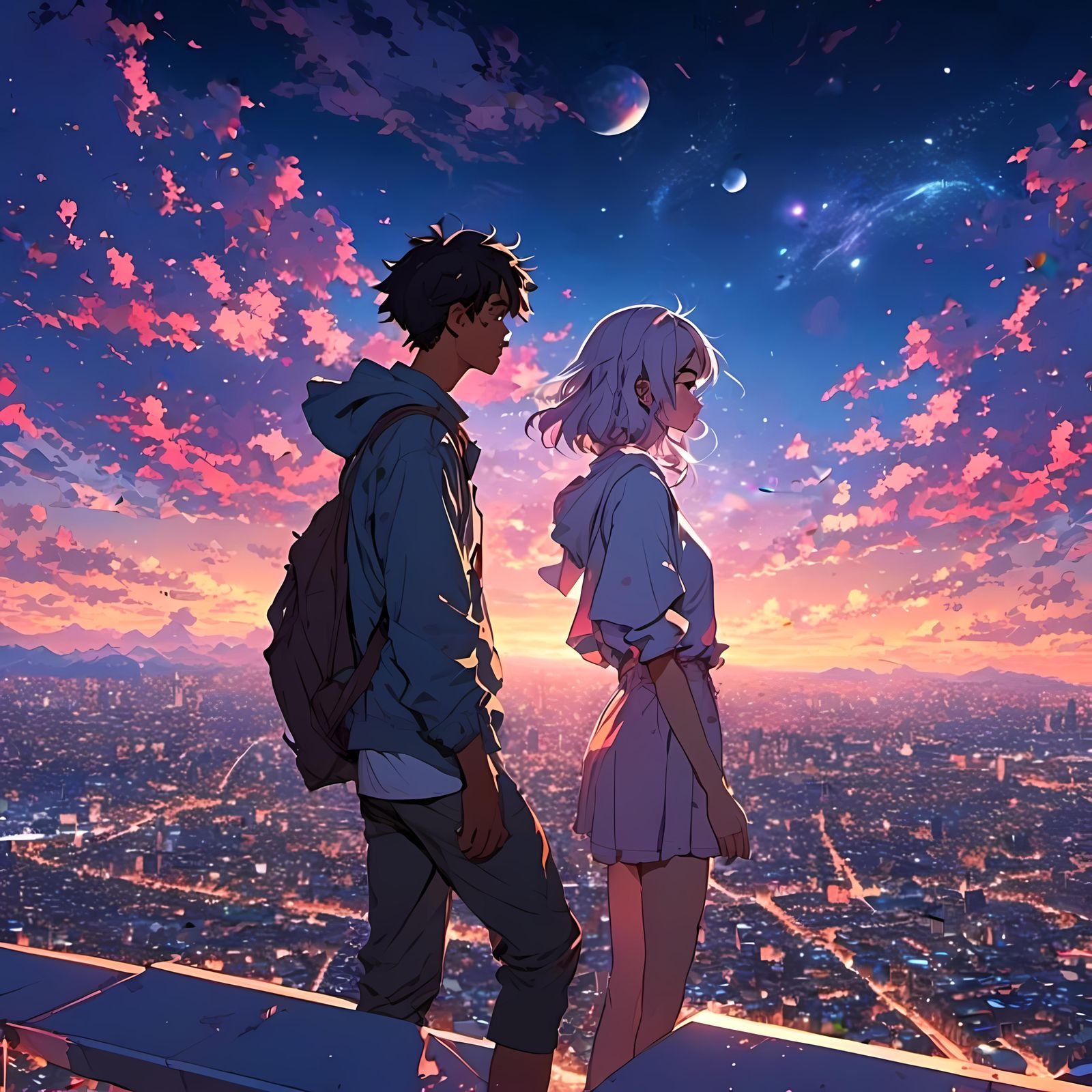 Anime Hipster Gazes at Constellations in False Color