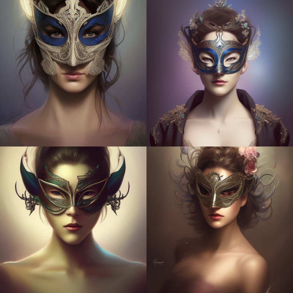 Masked Beauty Portrait in Hyperdetailed Style