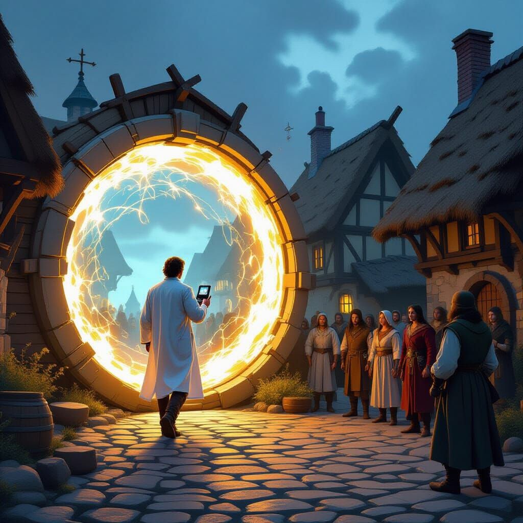 Scientist Enters Medieval Village Through Time Portal
