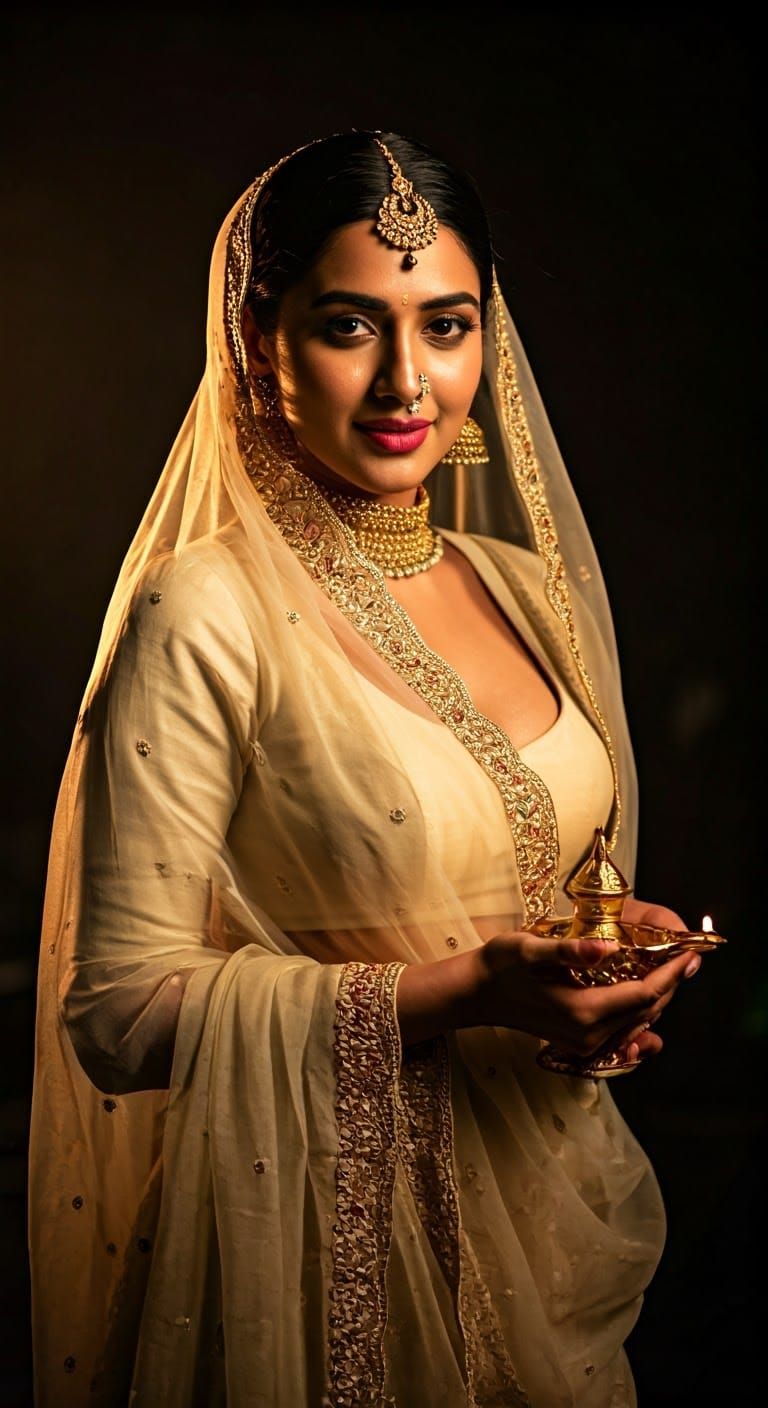 Elegant Indian Beauty in Traditional Lehenga Chic