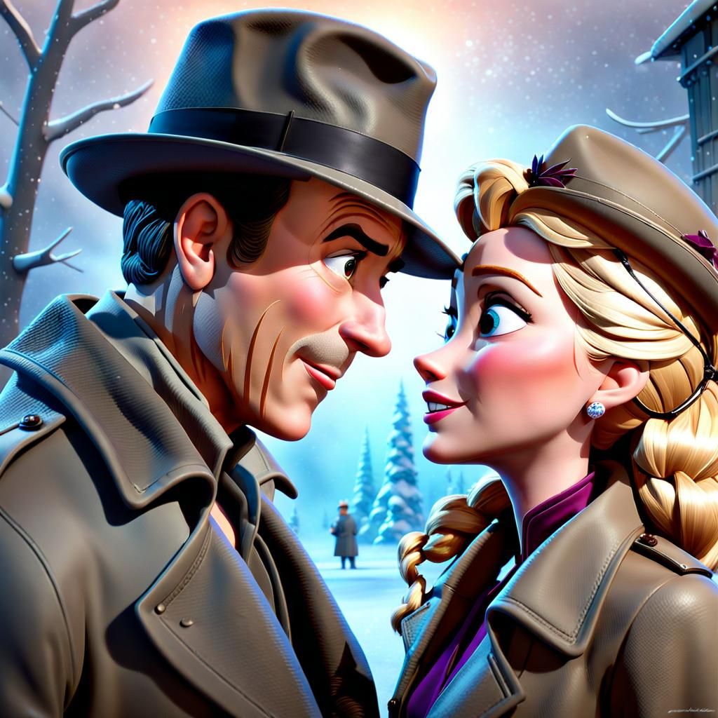Humphrey Bogart Meets Elsa in 3D Digital Art