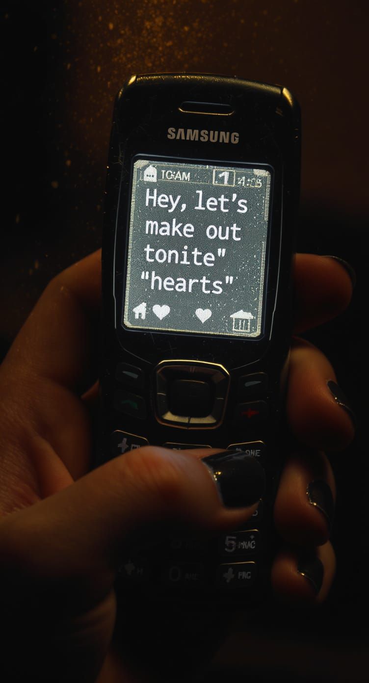 Nostalgic Samsung Slider Phone in Cinematic Lighting