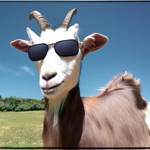 Goat in Flip Flops and Sunglasses, Photorealistic