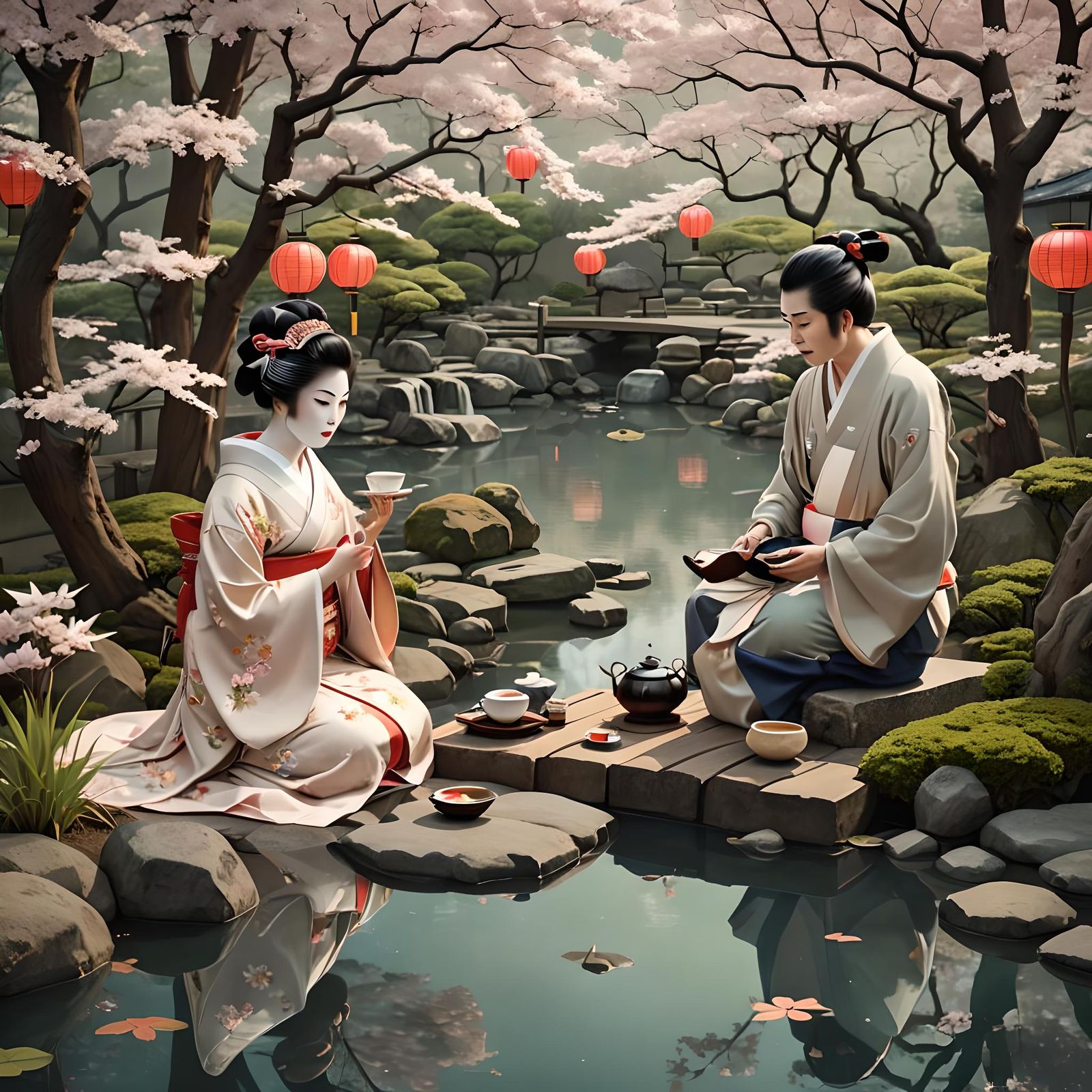 An Ukiyo-e tea moment