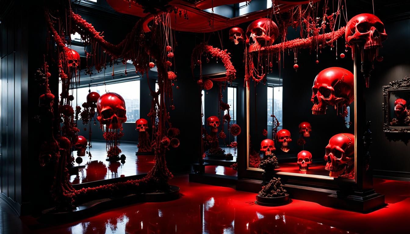 Biopunk Monster Sculpture in Gothic Folk Art Style