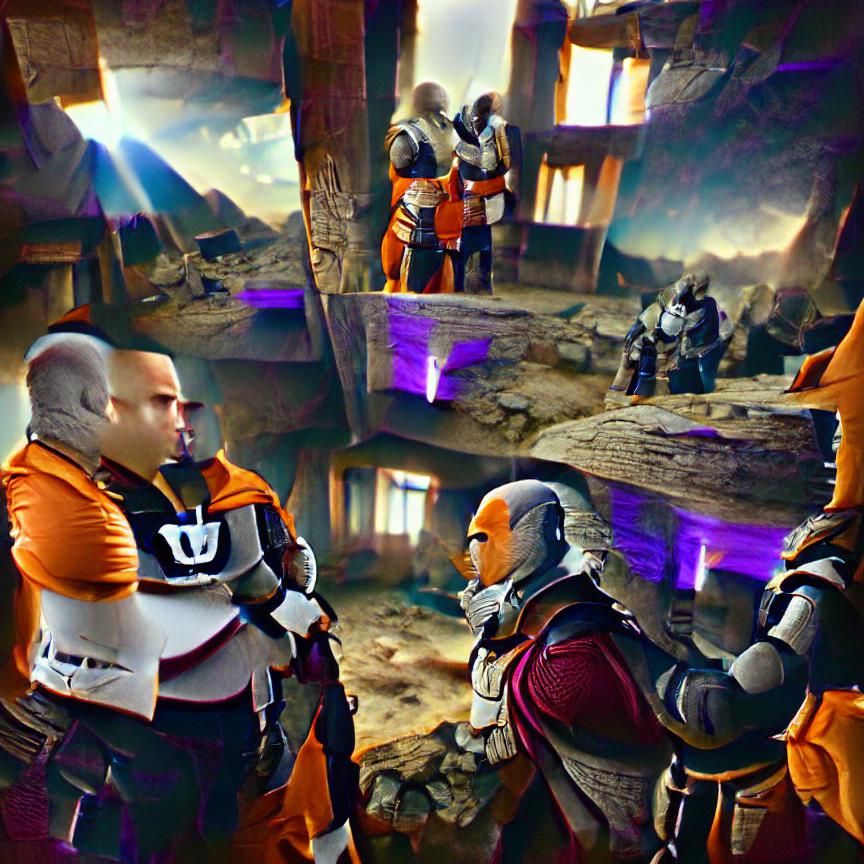 Armored Figures Arguing in High-Resolution Detail