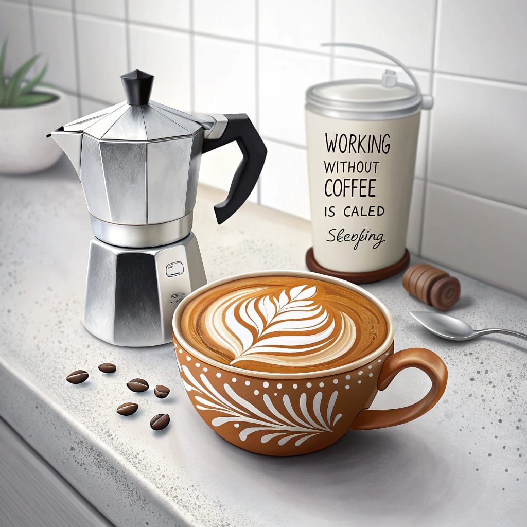 Irridescent Latte Art in a Modern Coffee Setting