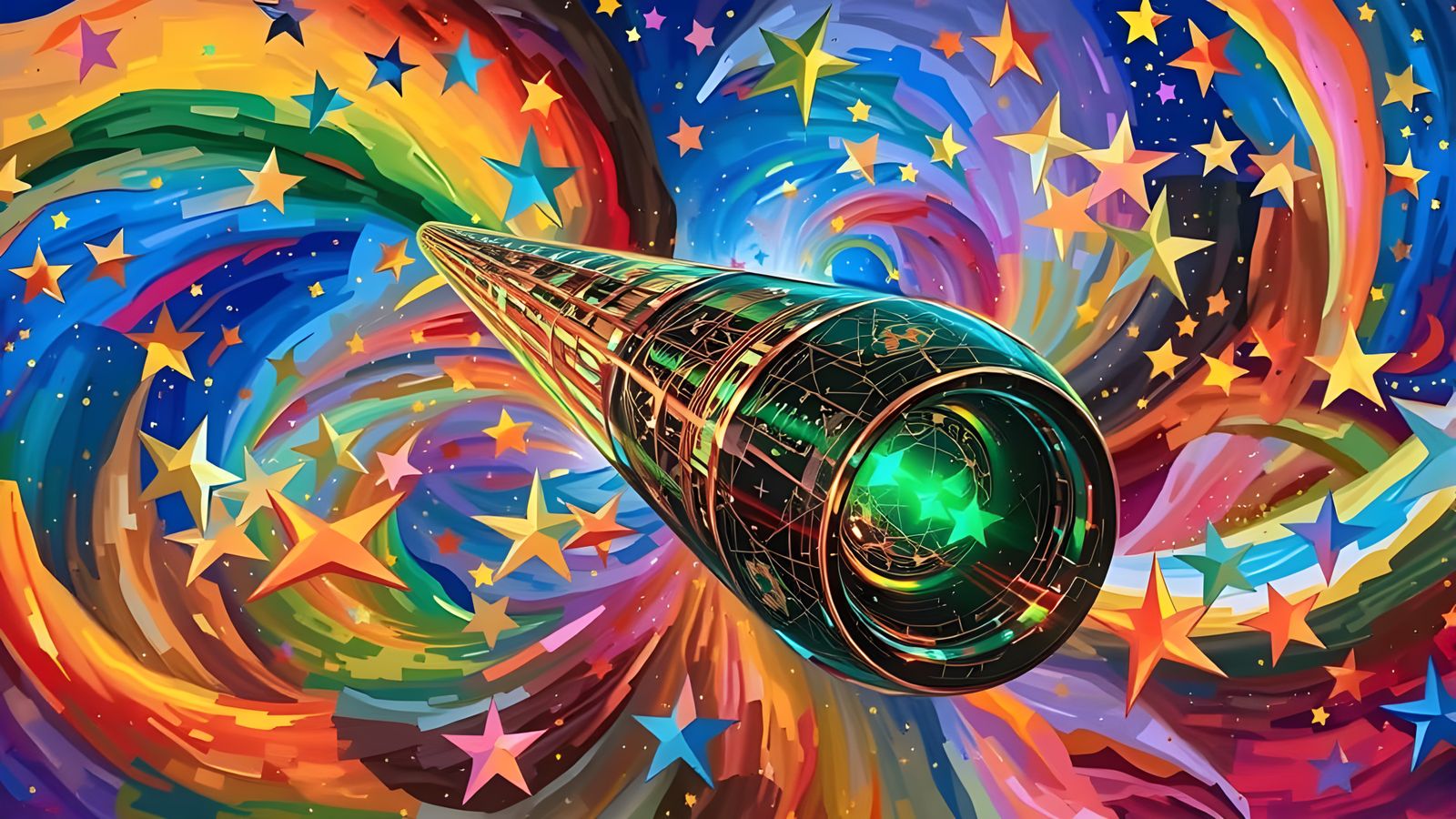 Reflective Cylinder Mirrored in Kandinsky Star Cosmos