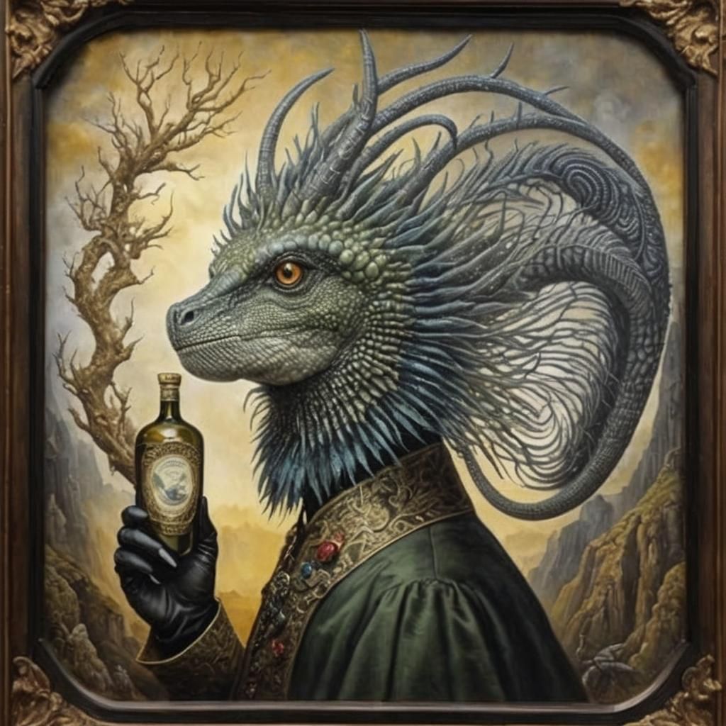 Hyperrealist Cryptozoology Debutante on Mountaintop