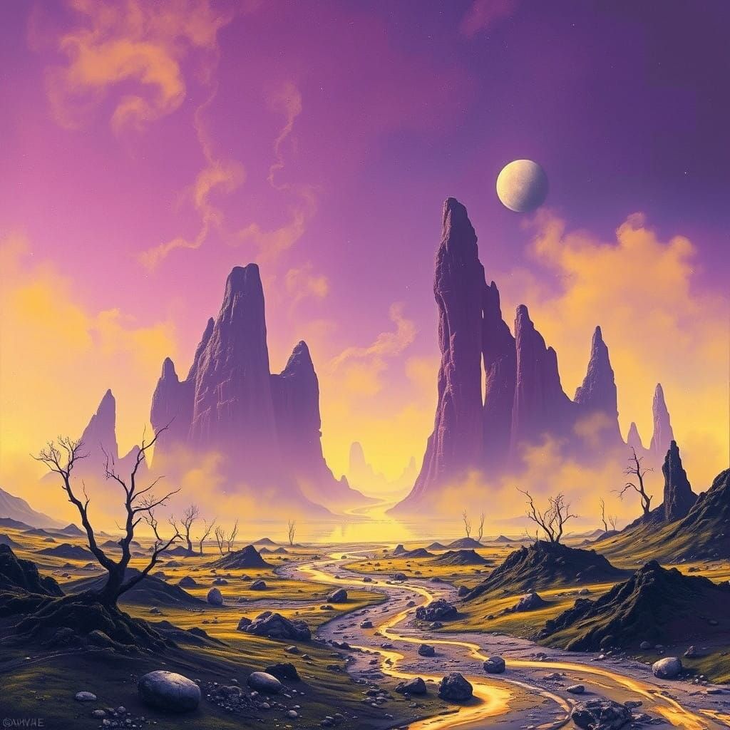 Ethereal Purgatorial Realm in Vibrant, Dreamlike Colors