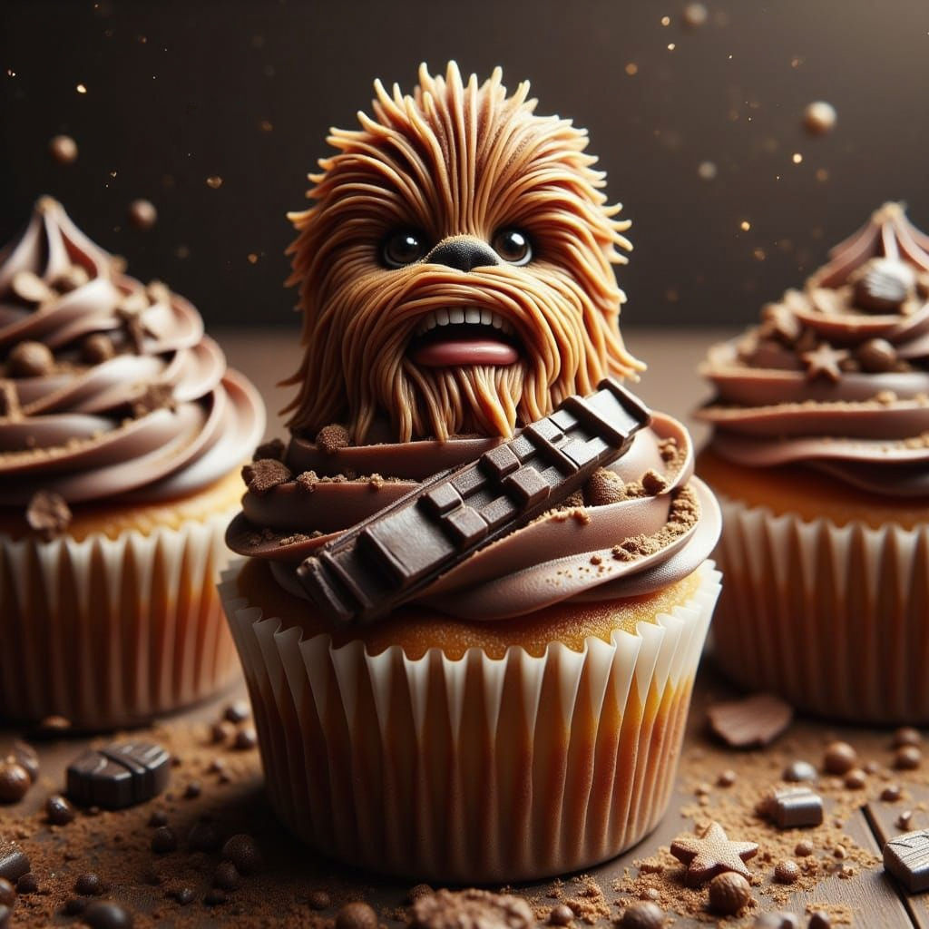 Hyperrealistic Chewbacca Cupcake Decoration