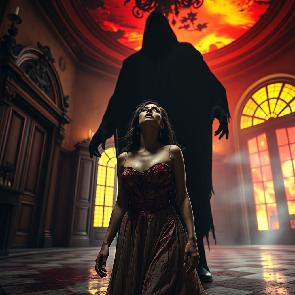 Eerie Italian Horror Poster in Vibrant Yellow and Red