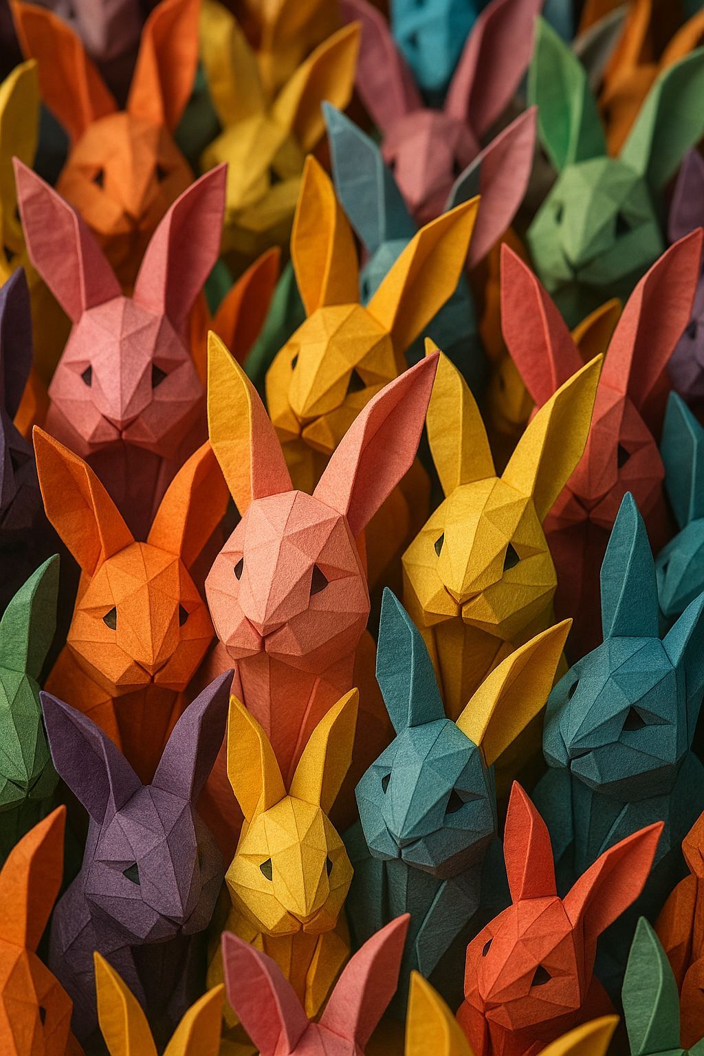 Origami Paper Bunnies Filling the Frame