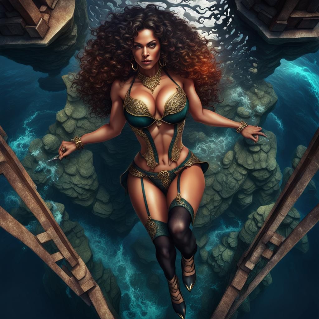 Exotic Woman in Lingerie: Detailed Digital Painting